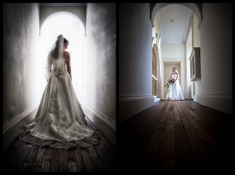 Stunning full length bridal portrait at Addington Palace by Cambridge Wedding Photographer Peter Denness.jpg