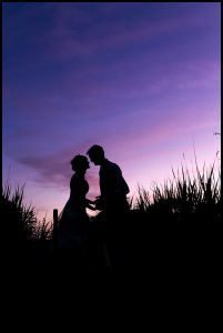 A romantic wedding photo of bride and groom at a Batch Country House wedding