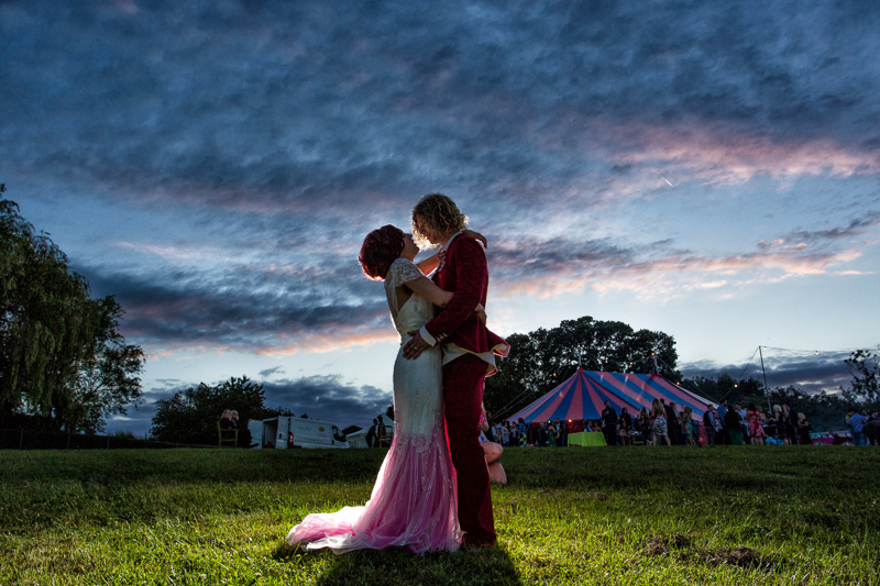 A stunning portriat of the bride and groom captured at sunset. Such a beautiful, creative couple!